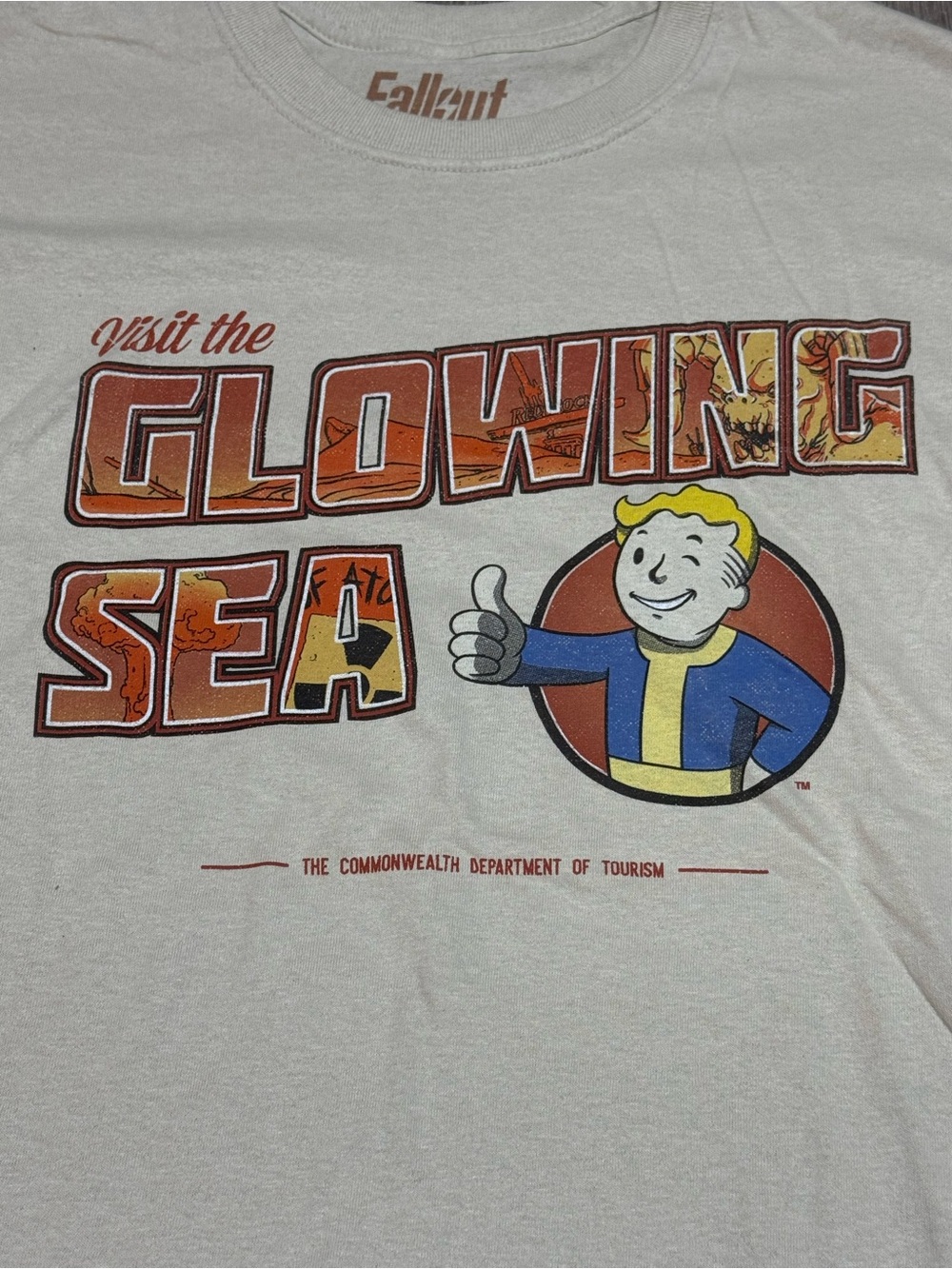 Fallout Loot Crate Exclusive Visit The Glowing Sea Graphic T-Shirt Tan Size L - Picture 10 of 12
